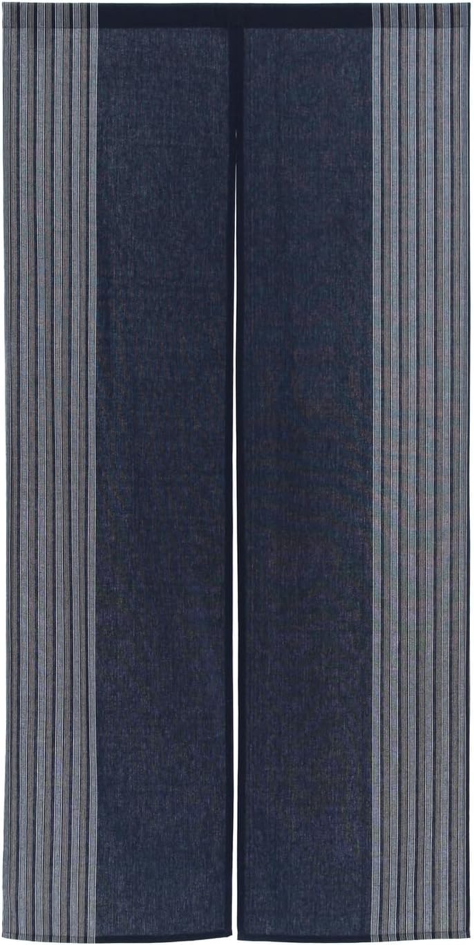 Japanese Noren Doorway Curtain – Cotton Blend Two-Panel Split, Hand-Washable, Easy Installation with Tension Rod, Room Divider for Home or Office (Indigo)