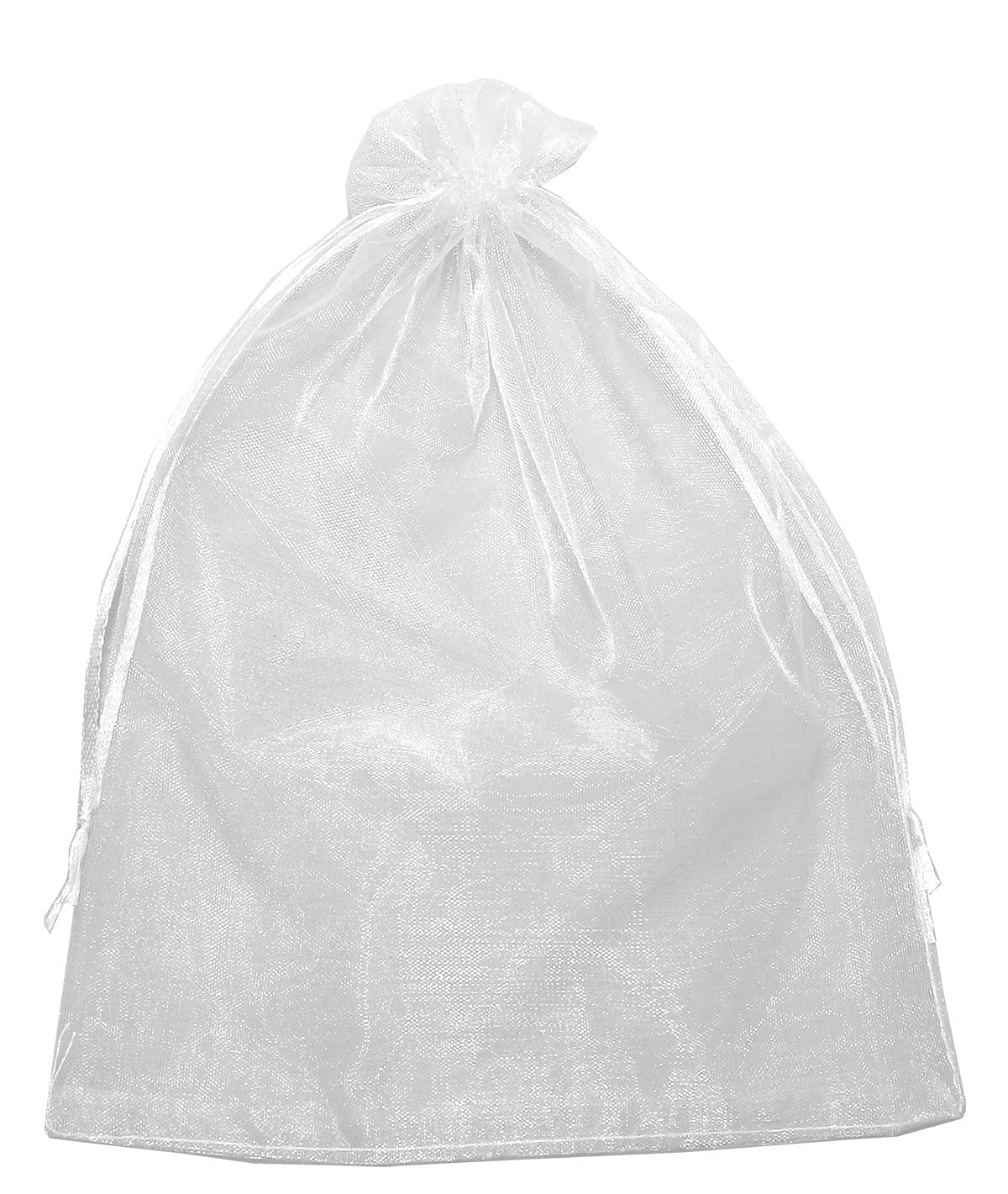 SUNGULF 12x16 Inches Drawstring Organza Bags Sheer Large Pouches Wedding Favor Party Christmas Gift Bag (White, 100 Packs)