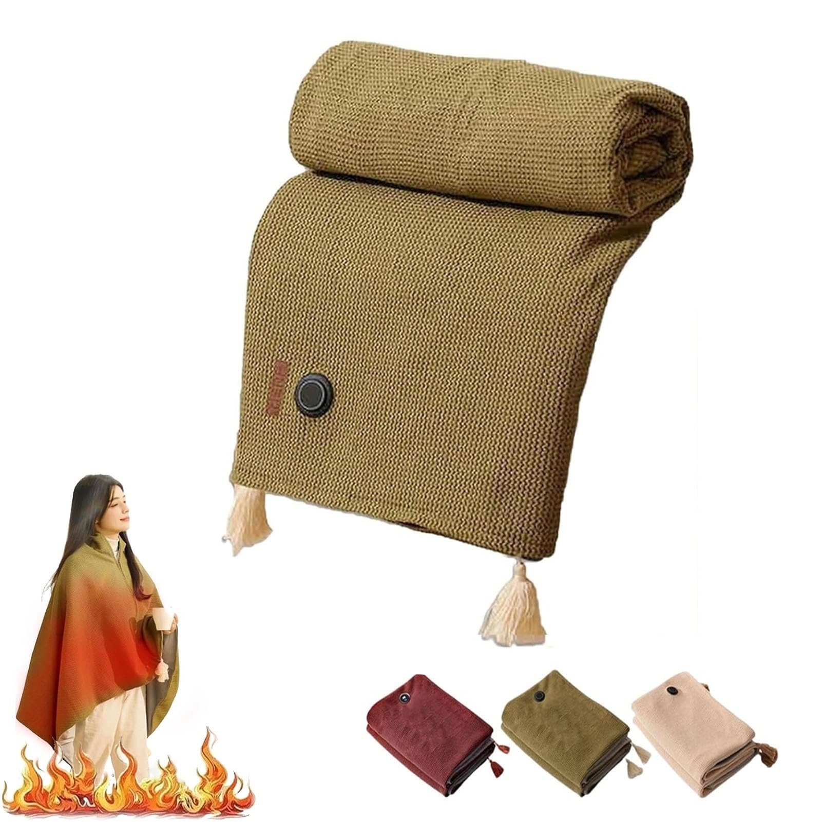 Châle chauffant portable USB couverture électrique zippée pour femme