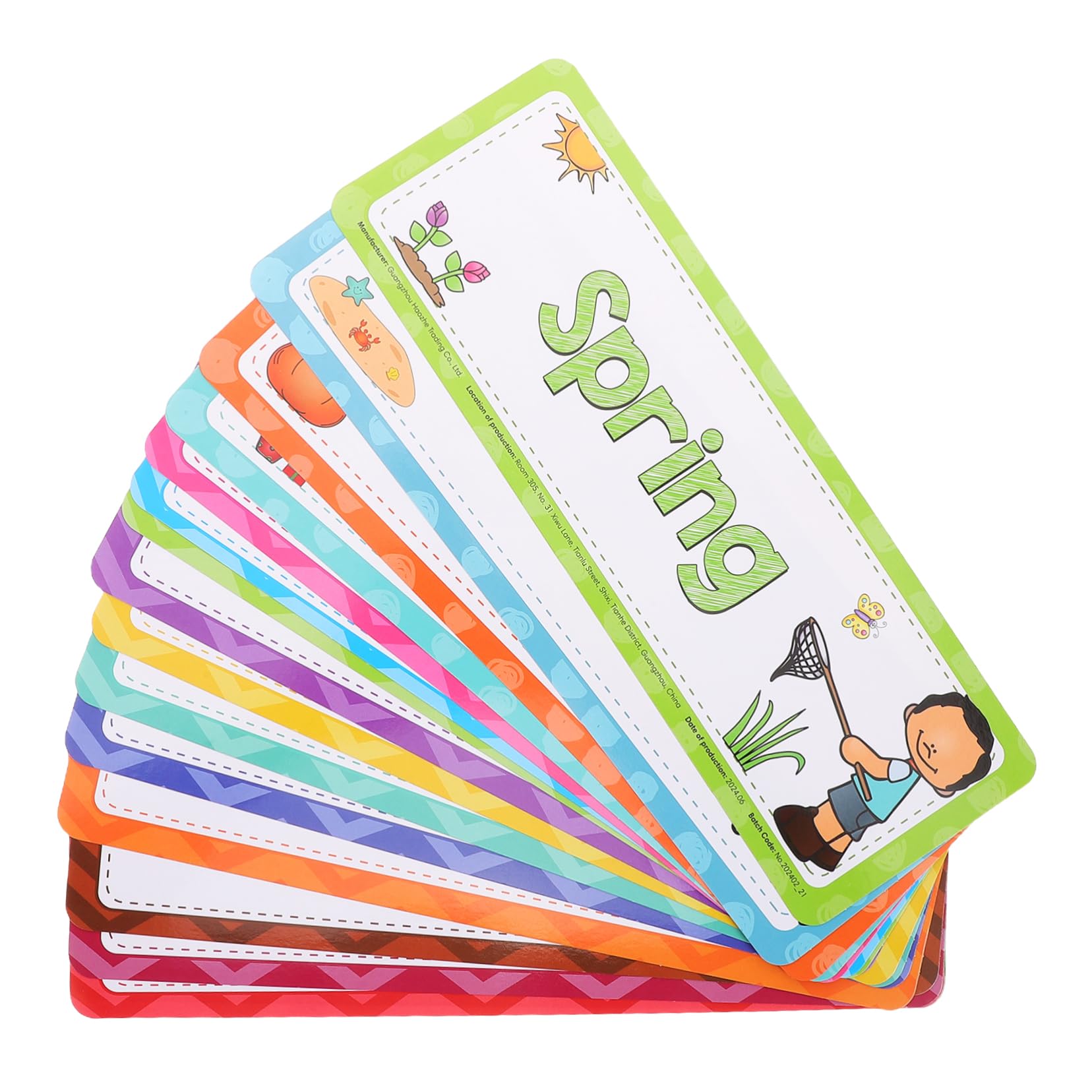 OSALADI English Word Cards 16Pcs Months and Seasons Flash Cards for Kids Toddler Learning Classroom Calendar Educational Tools for Kindergarten Decor
