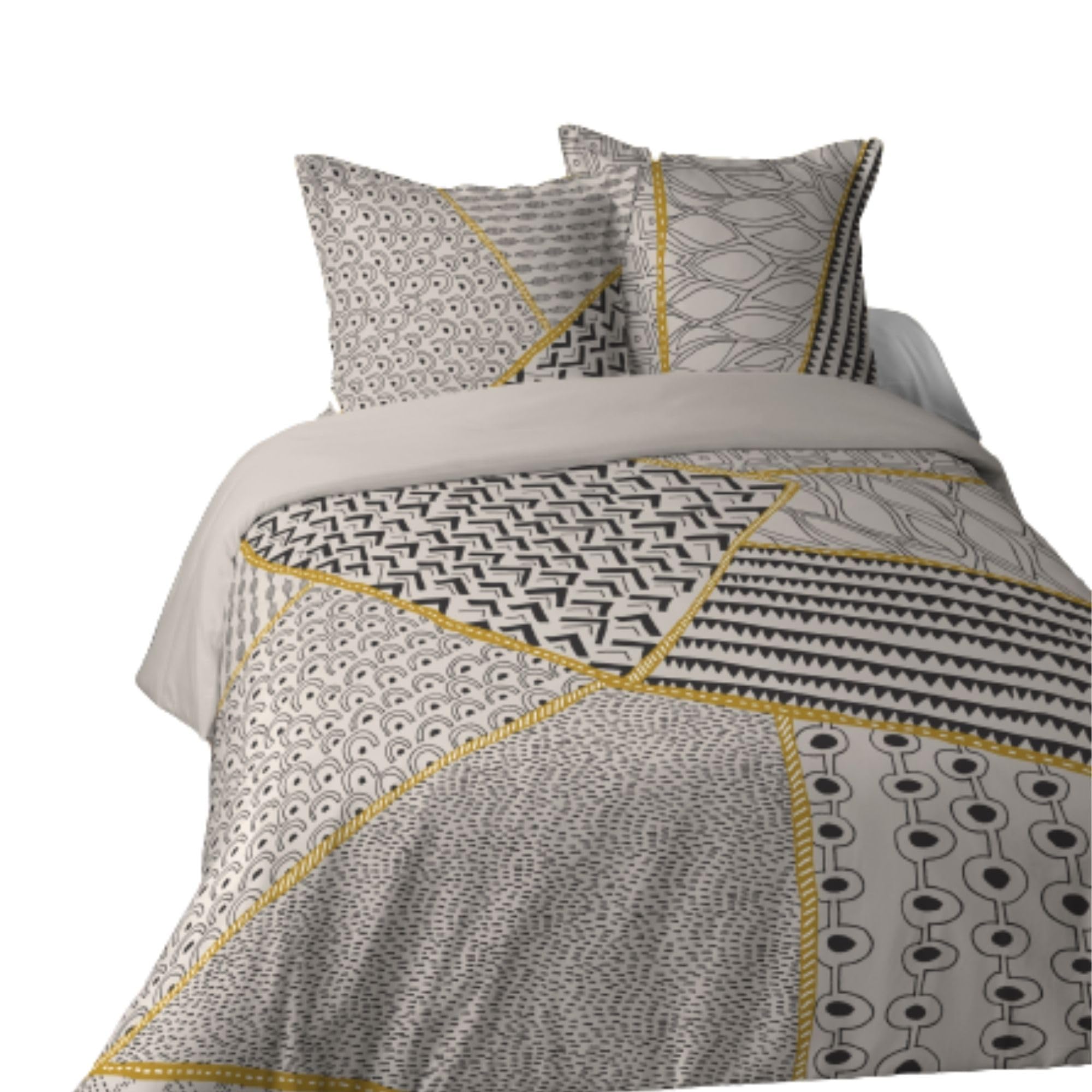 Housse De Couette Maldives Lovely CASA - 260x240 Cm + 2 Taies - 100% Coton 57 Fils - Motif Palmier - Oeko-Tex