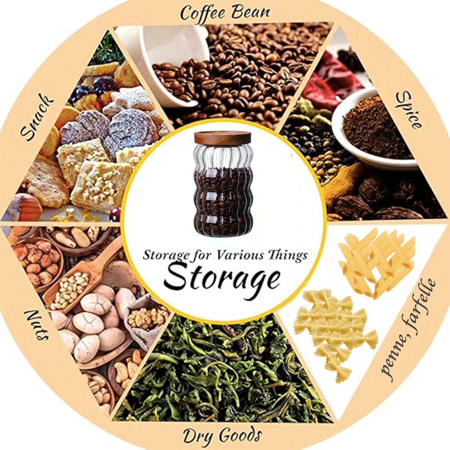 Glass Food Storage Container Jar with Airtight Seal Acacia Wood Lids Clear Glass canister Coffee,Tea,Spice Containers Sugar,Cookies,Nuts,Snack,Candy Jar