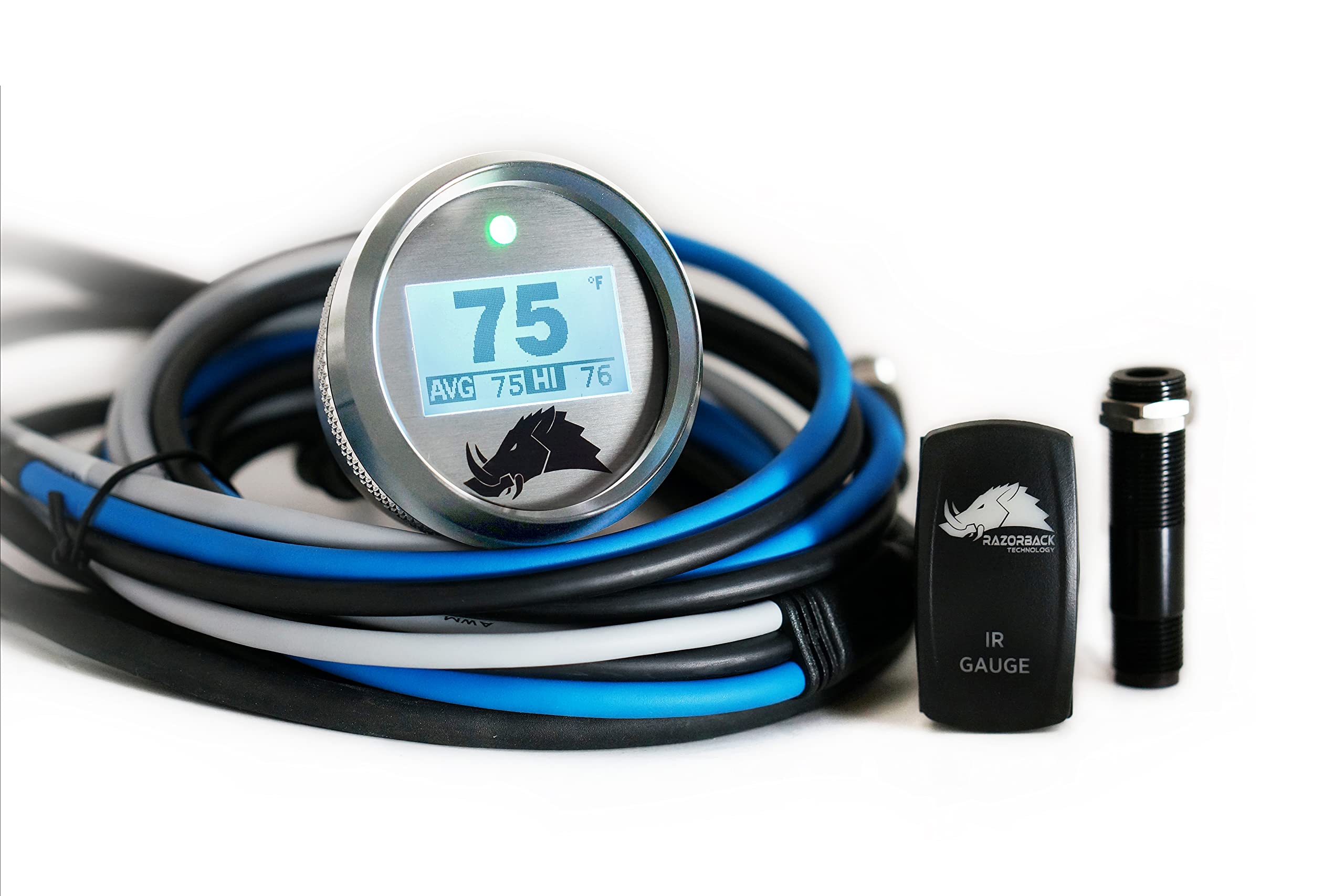 Belt Temperature Gauge w/Infrared Sensor (for UTVs and Snowmobiles) - 3.1 Dimmable Edition (Polaris RZR 4-Seater, Silver)