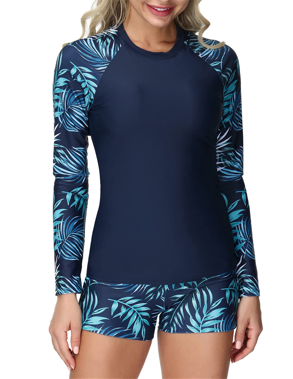 JASAMBAC Womens Rash Guard UV UPF 50+ Long Sleeve Surfing Two Piece