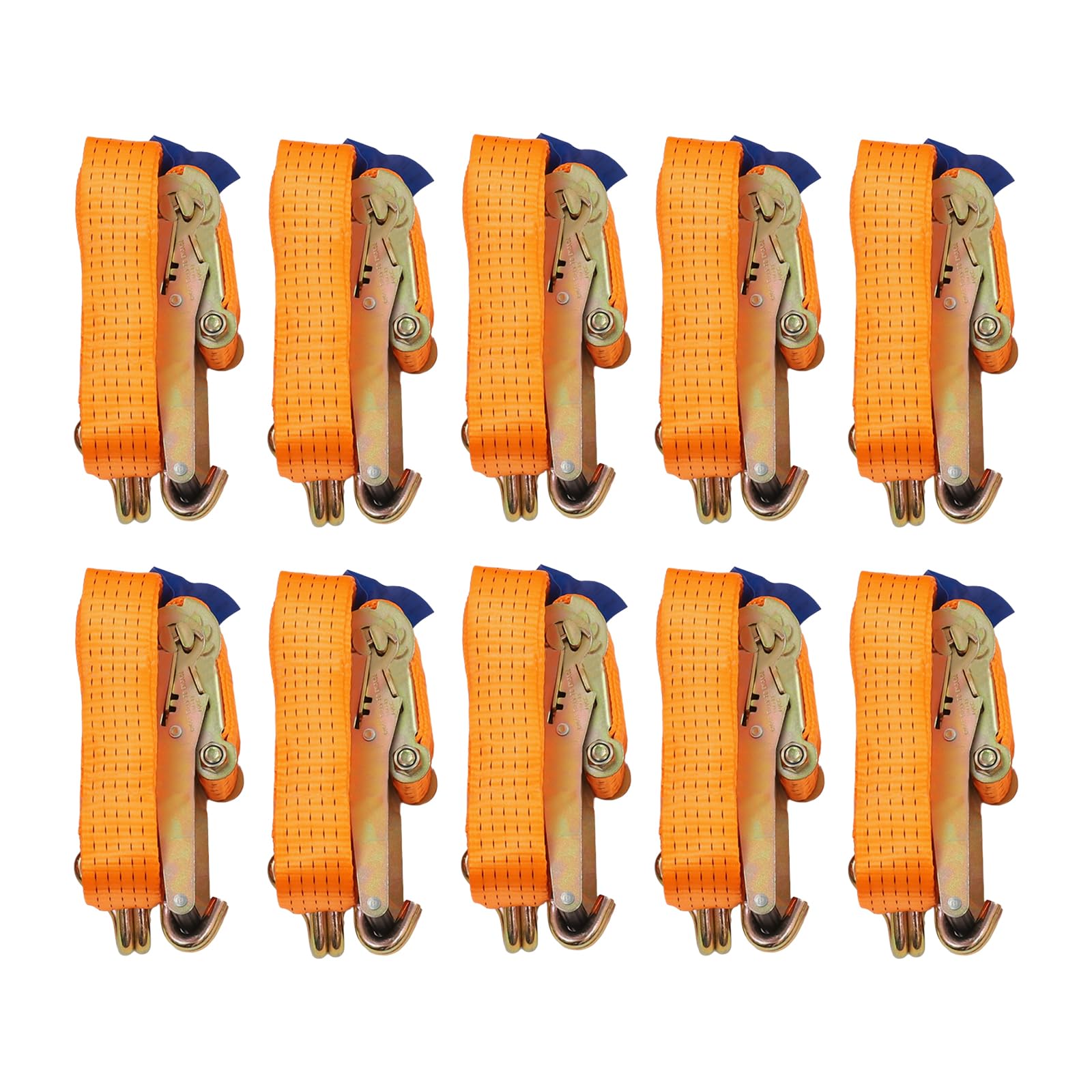 Spanngurt Set 10 Stück 5t Ratschengurte Spanngurte mit Doppel-Haken, Längen 10m/8m/6m, Zurrgurte für Ladungssicherung LKW Transport (Orange, 10m)