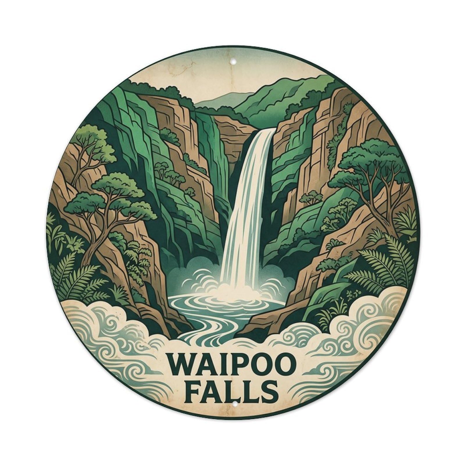 Waipoo Falls Hawaii Nature Pacific Waterfall Metal Tin Sign