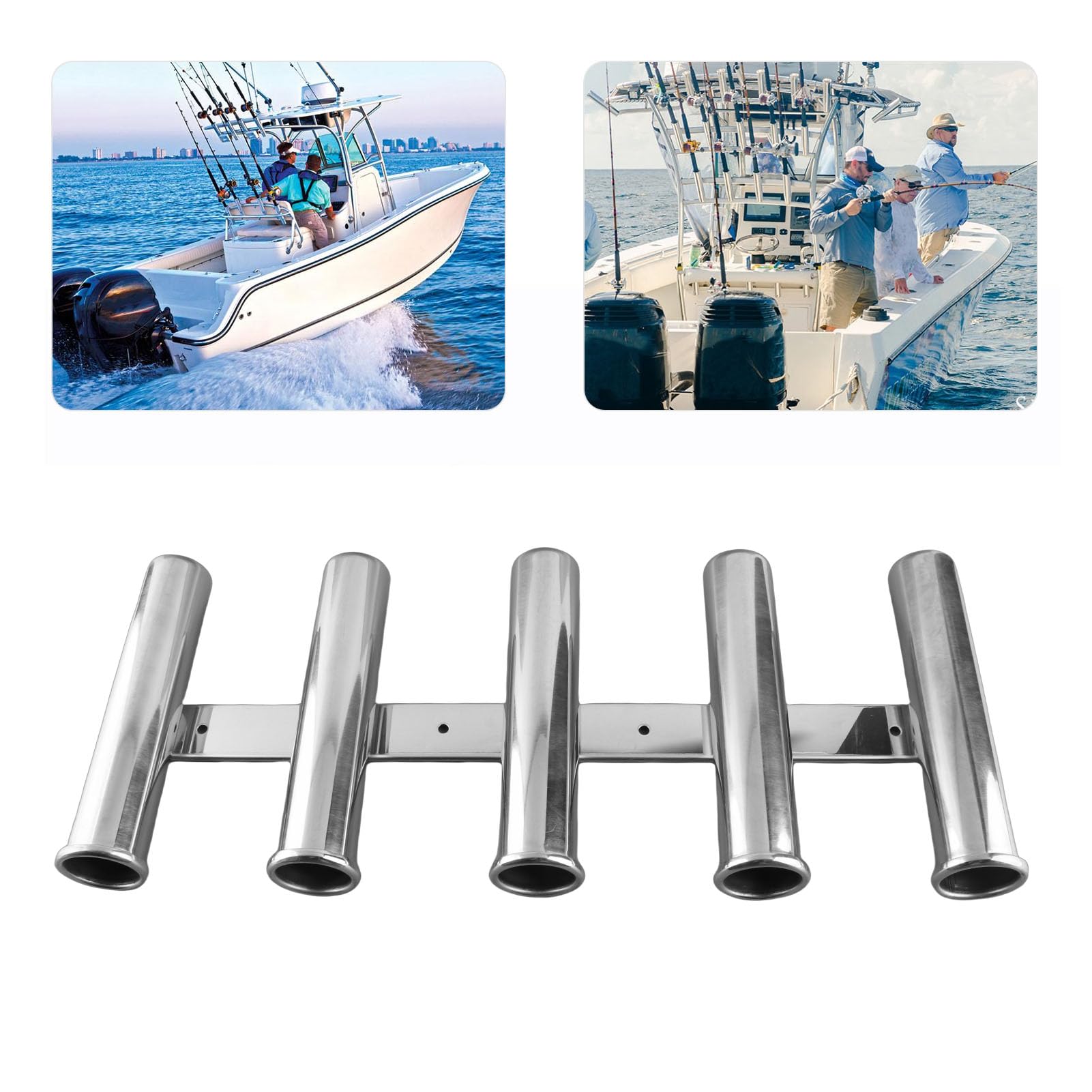 Yctze Canna Da Pesca Canna Da Pesca Supporto 5 Tubi Stand 304 In Acciaio Inox Hardware Canna Da Pesca Canna Da Pesca Rack per Marine Yacht Barca