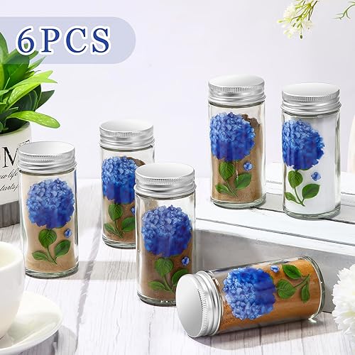 Miniatura 4 de Uiifan Juego de 6 saleros pintados a mano y pimienta, hortensias azules, salero, pimentero, pintados a mano, regalos de Navidad transparentes para