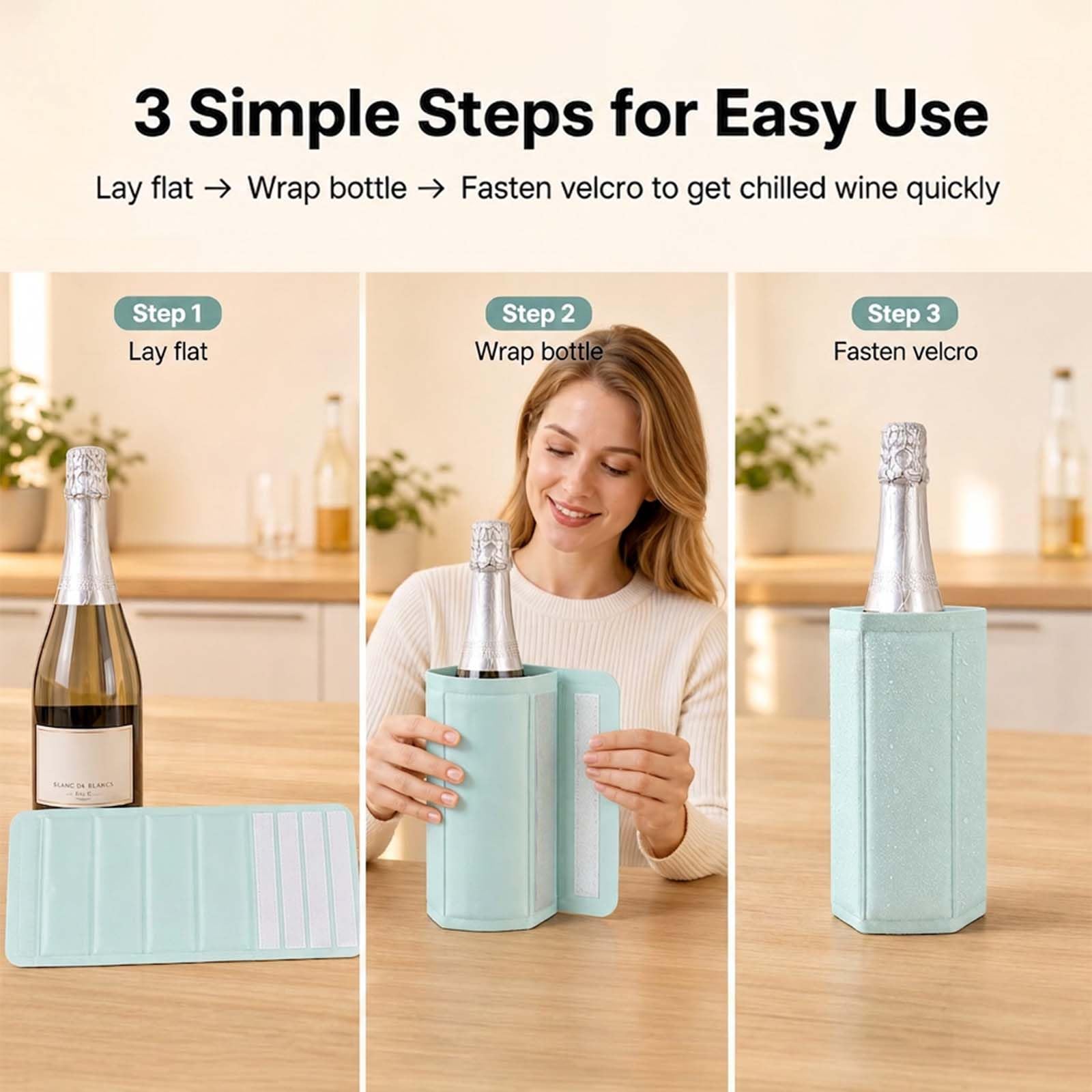 Portable Gel Wine Sleeve – No-Ice Reusable Bottle Chiller for Wine, Champagne Beer Contoured Fit for Standard 750ml Bottles Outdoor Parties, Picnics & Gifts — Amazon image 5