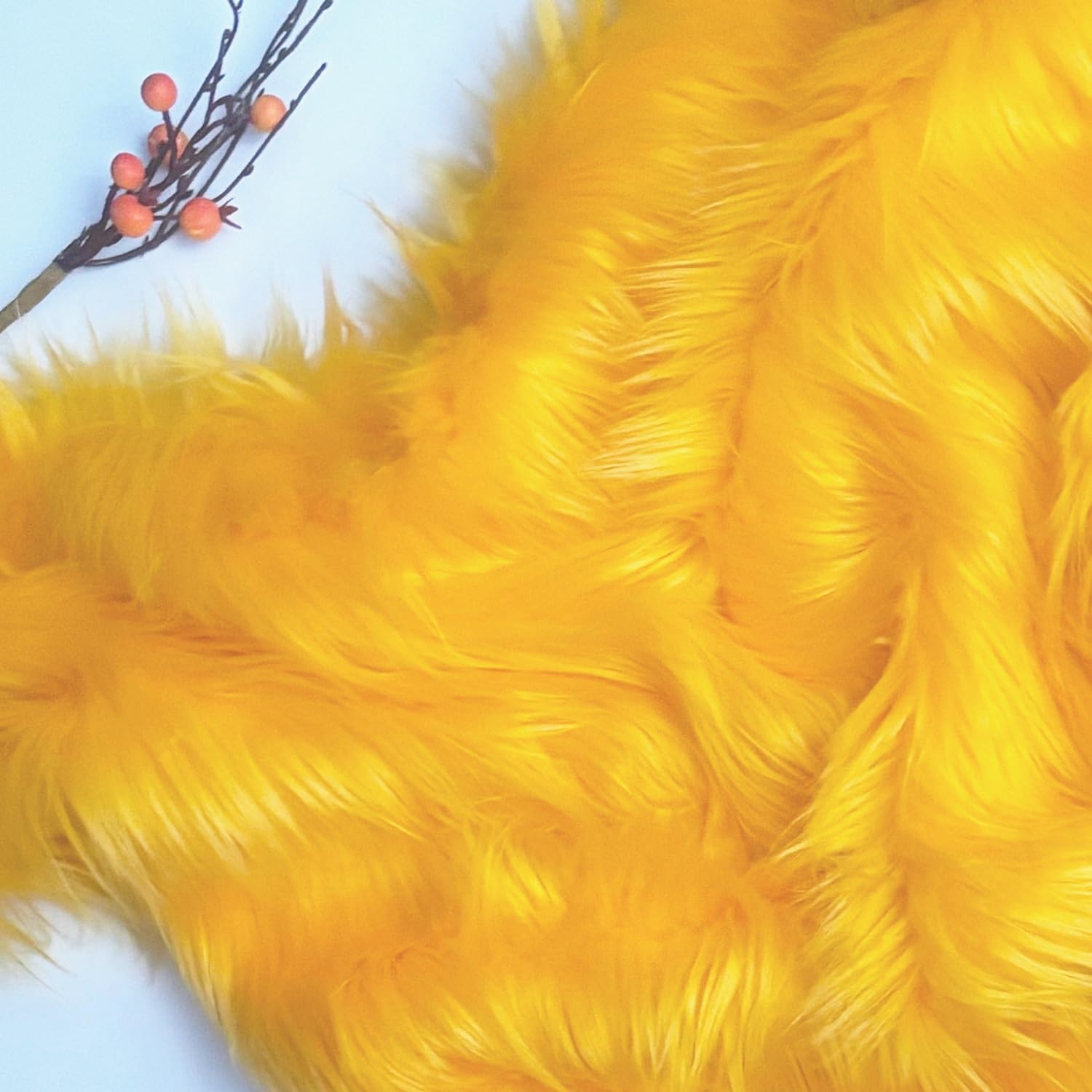 Bianna Creations Faux Fur Fabric Pieces | US Based Seller | Shaggy Squares | Craft, Sewing, Costumes, Solid Colors (Sunny Yellow, 3x5 ft)