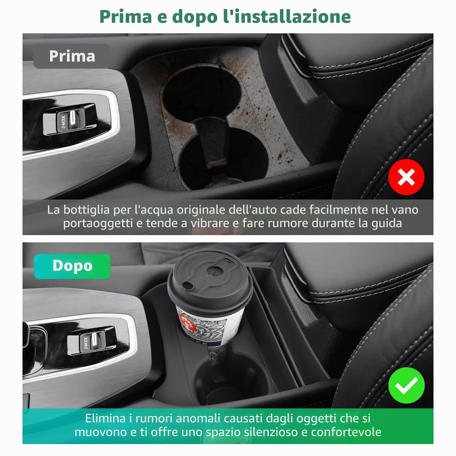 GAFAT Compatibile con Nissan Qashqai J12 e-Power 2022-2025 2026 Portabevande Copertura, in Gomma Morbida TPE, Organizer Console Centrale, Supporto Originale a Tre Punti Antiscivolo Anti Vibrazione