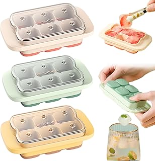 Fuvdreamer Ice Cube Tray for Freezer 3 Pack - Mini Ice Cube Trays with Lid & Easy-Release Silicone Bottom,Suitable for Cocktail,Whiskey，Beer, Coffee, Juice, Stackable Small Ice Cube Molds