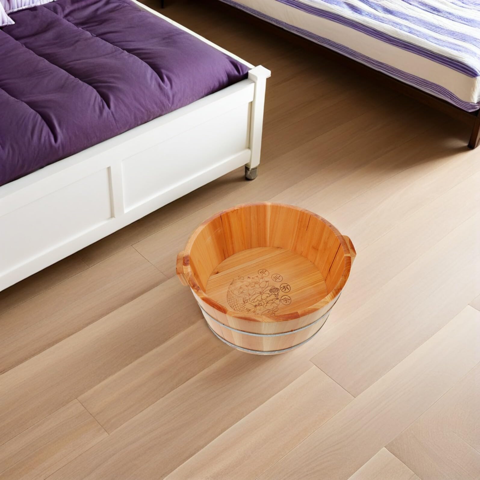 Vasca per Bagno dei Piedi in Legno Marrone, Vaschetta Leggera e Compatta Funzione di Stoccaggio, per Uso Domestico in Viaggio