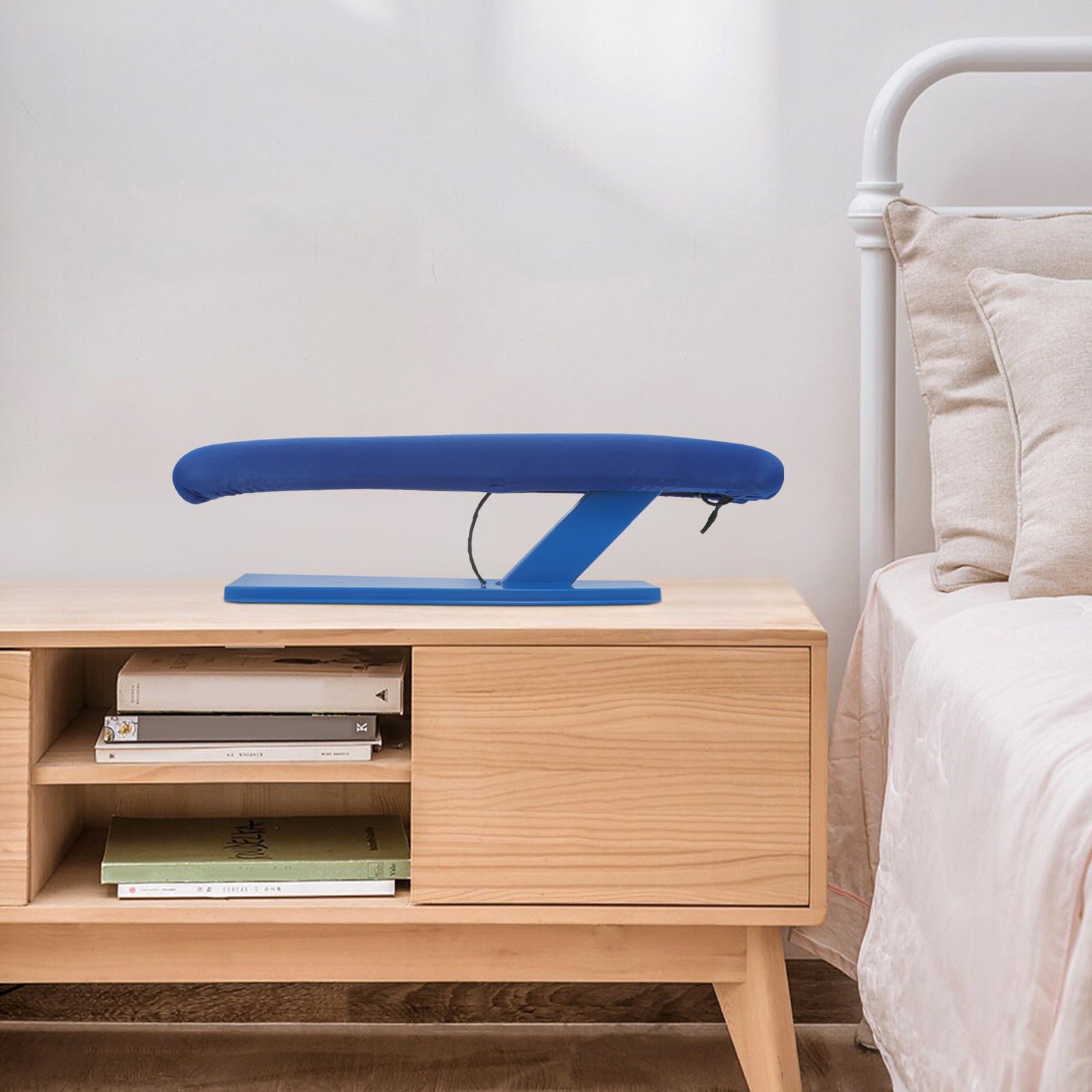 STOBAZA Tavola da Stiro Compatta in Ferro e Tessuto Blu Design Salvaspazio Riutilizzabile per Uso Domestico e Stiro di Maniche e Pantaloni