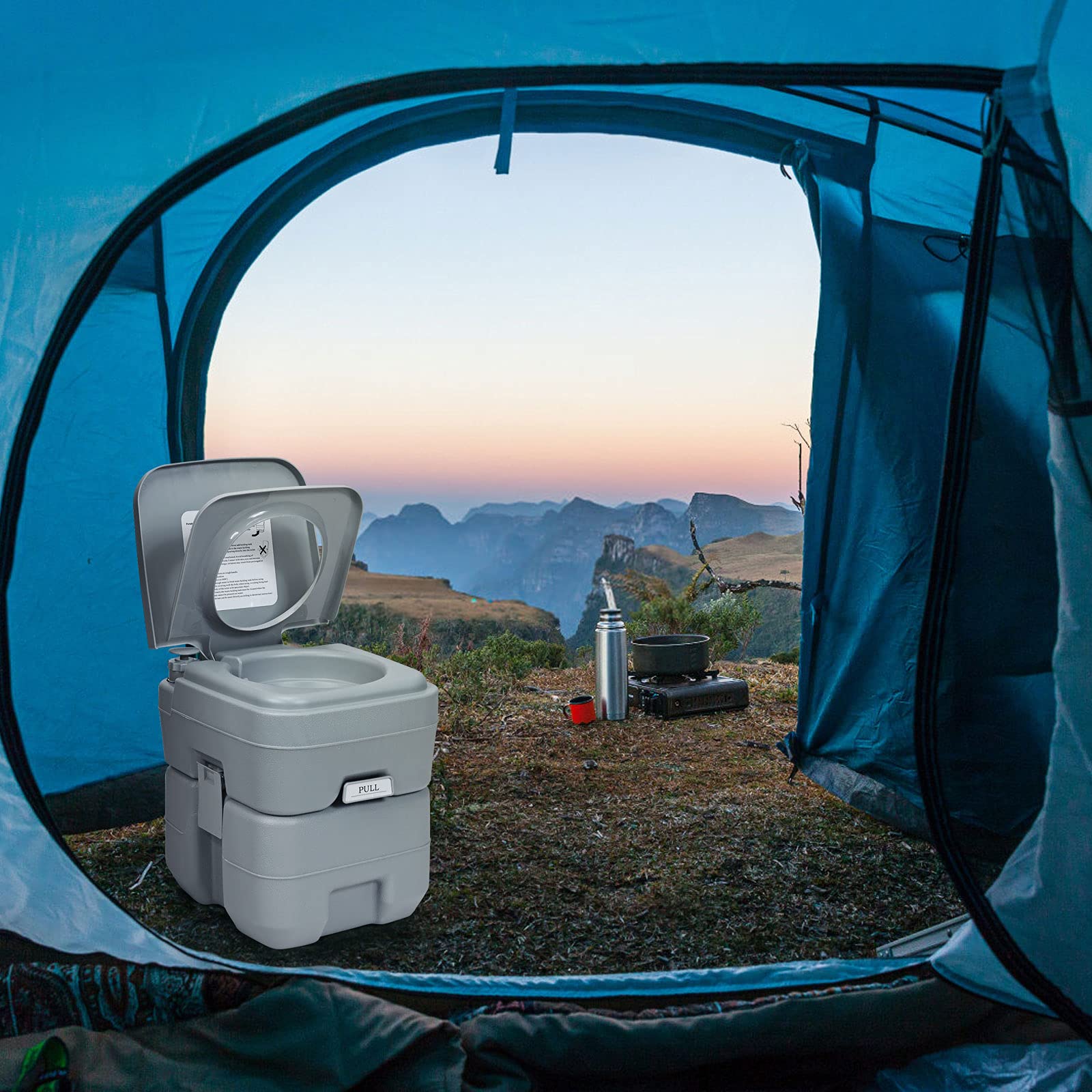 SOARS 20L Inodoro Portátil con Depósito de Agua Residual y de Agua Dulce Extraíble, Baño Portatil con Cisterna, Carga 100 KG(MAX), HDPE, WC Portatil con Tapa para Senderismo Viaje Camping