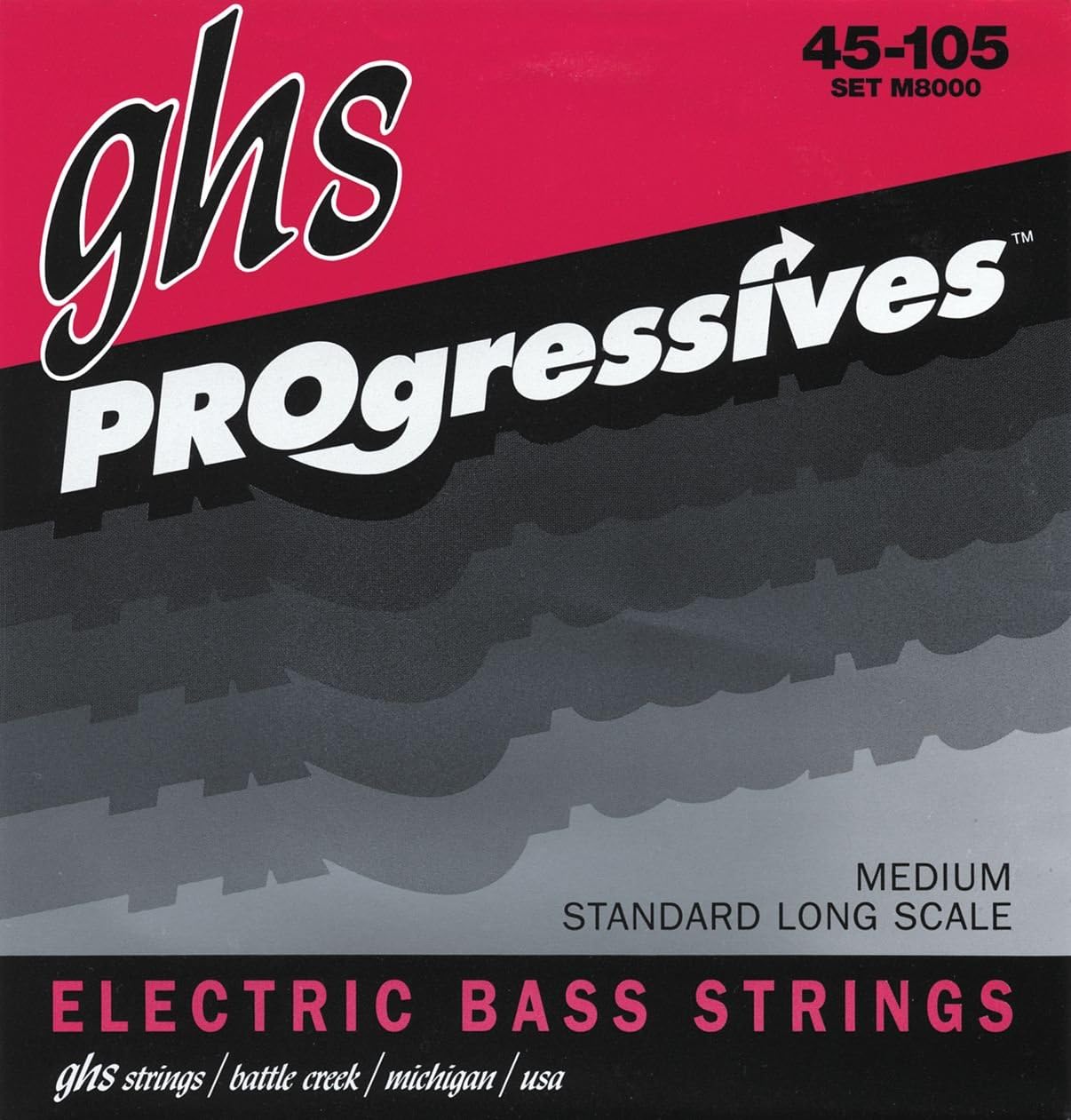 GHS M8000 Medium Progressives Electric Bass 4 String Set (45-105)
