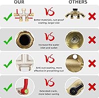 Vista 6 de Hose Splitter 4 Way, High Flow Garden Hose Splitter, 3/4” Ght Inlet Brass Heavy Duty Hose Converter, Full Flow water 4 Way Faucet hose splitter