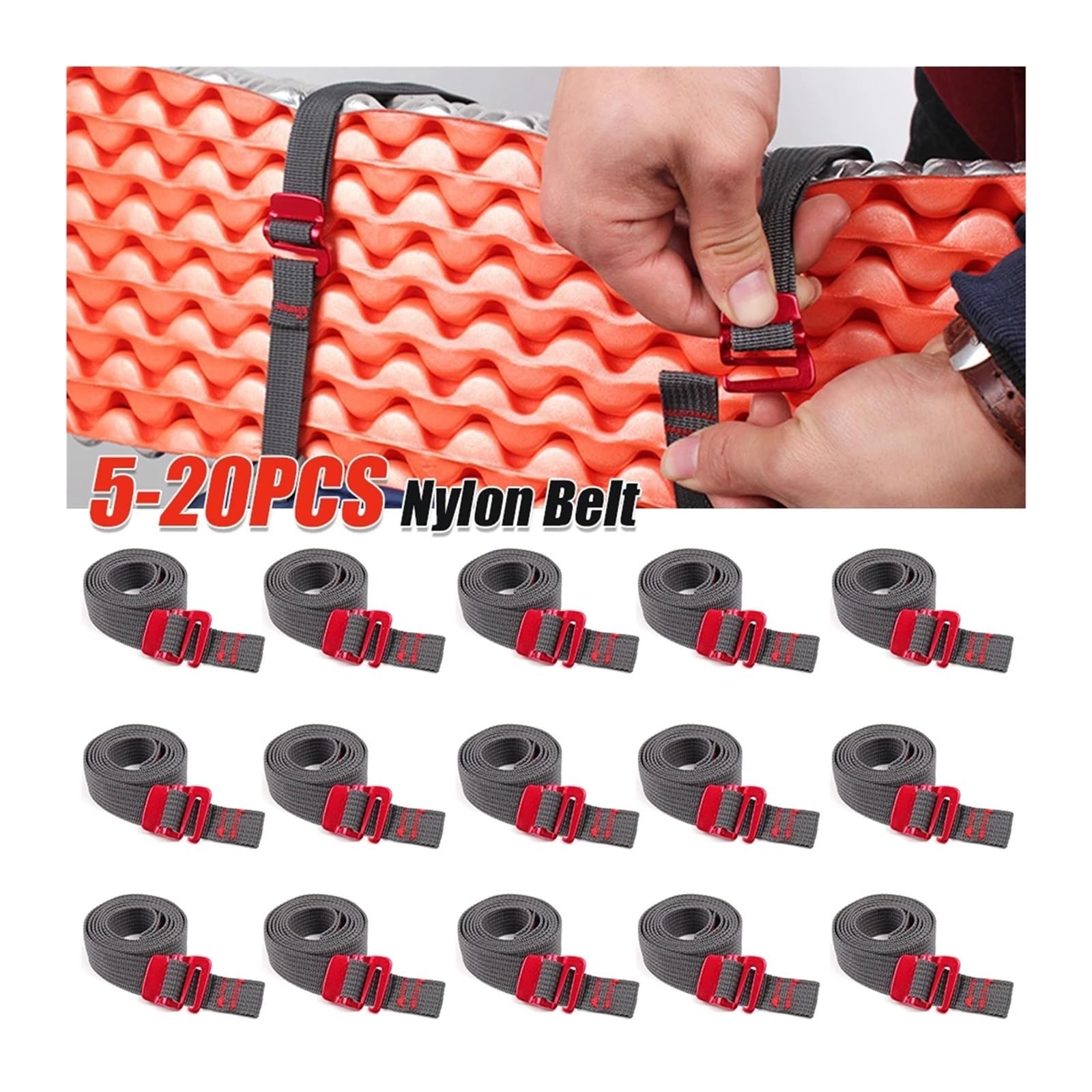 Cuerdas de Nailon 1,5 m con Gancho liberación rápida (5-20 Unidades): Correas tensión versátiles for Senderismo, EDA y Carga Equipaje, Carga(15PCS)