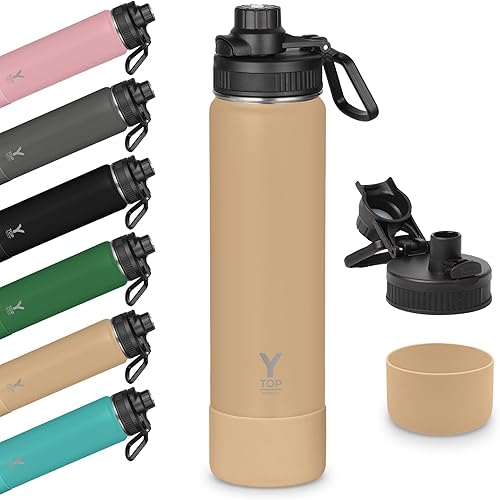 Miniatura 18 de Y TOP Botella de Agua Aislada de 18 oz Compatible con Portavasos, Tapa con Boquilla a Prueba de Fugas, Aislamiento de Doble Pared, Apta para Negro