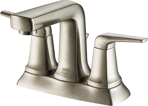 Miniatura 2 de Modern 4 inch Centerset Bathroom Sink Faucet Brushed Nickel, Two-Handle Center Set Lavatory Vanity Sink Faucet 3 Holes with Metal Lift Pop Up Drain