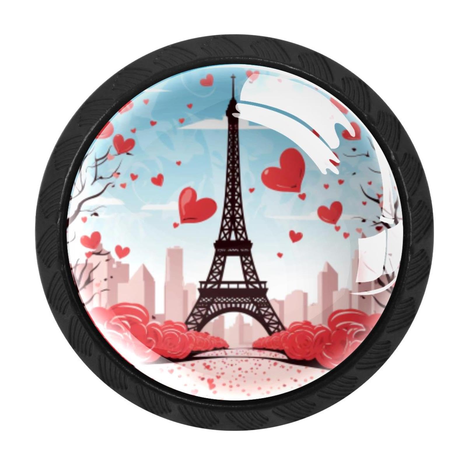 Chenzzzz Multicolored 06 4 Pack Eiffel Tower Valentine's Day Kitchen Cabinet Knobs Drawer Knobs Dresser Knobs Matte Black Zinc Knobs Drawer Pulls Door Knobs Dresser Drawer Handles Knobs For Dresser Drawers