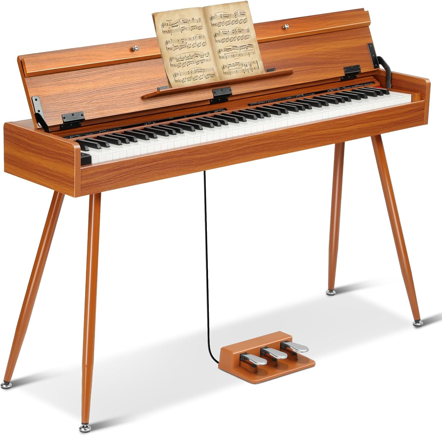 88 Key Weighted Digital Piano Keyboard - Wood Piano Desk to Vanity, Hammer Action Electric Piano with MIDI, Ideal Home Digital Pianos & Keyboard Piano for Beginners (Brown)