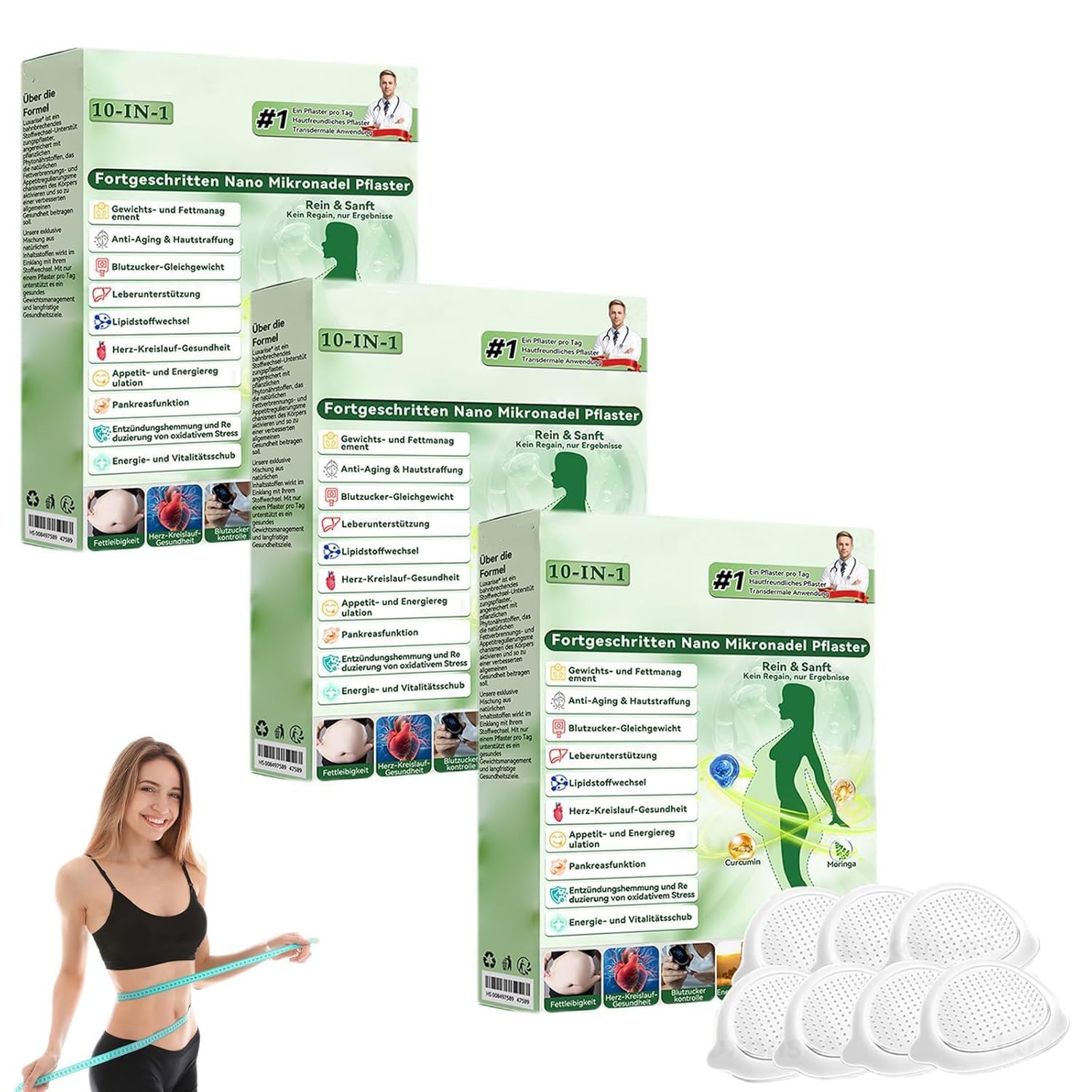 21 Stück Luxarise Moringa 10-in-1 Fortgeschritten Nano Pflaster, 2026 Neu Moringa Pflaster, Moringa 10-in-1 Nano Patch, Natürliche Körperpatches für Frauen und Männer