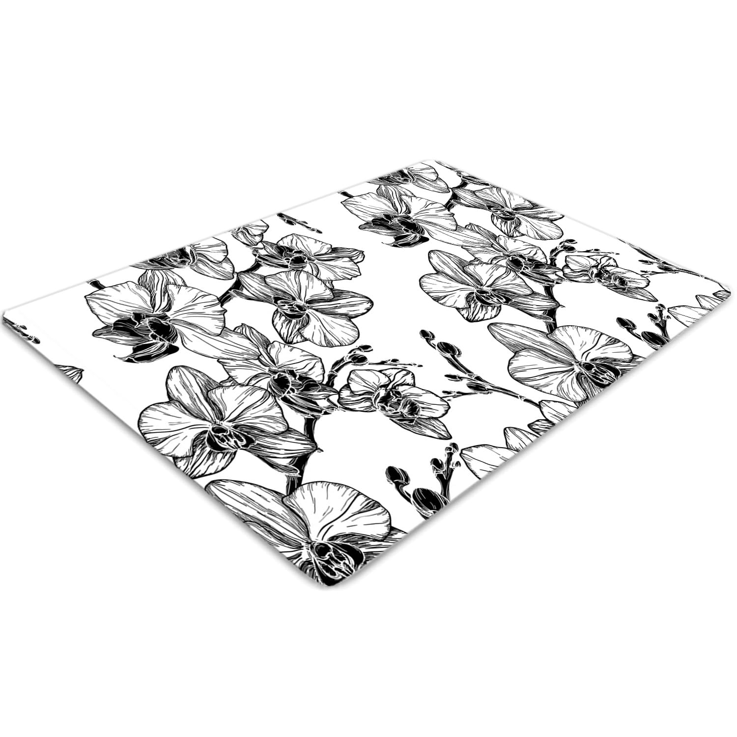 Tapis de protection de sol pour chaise de bureau à motif floral orchidées