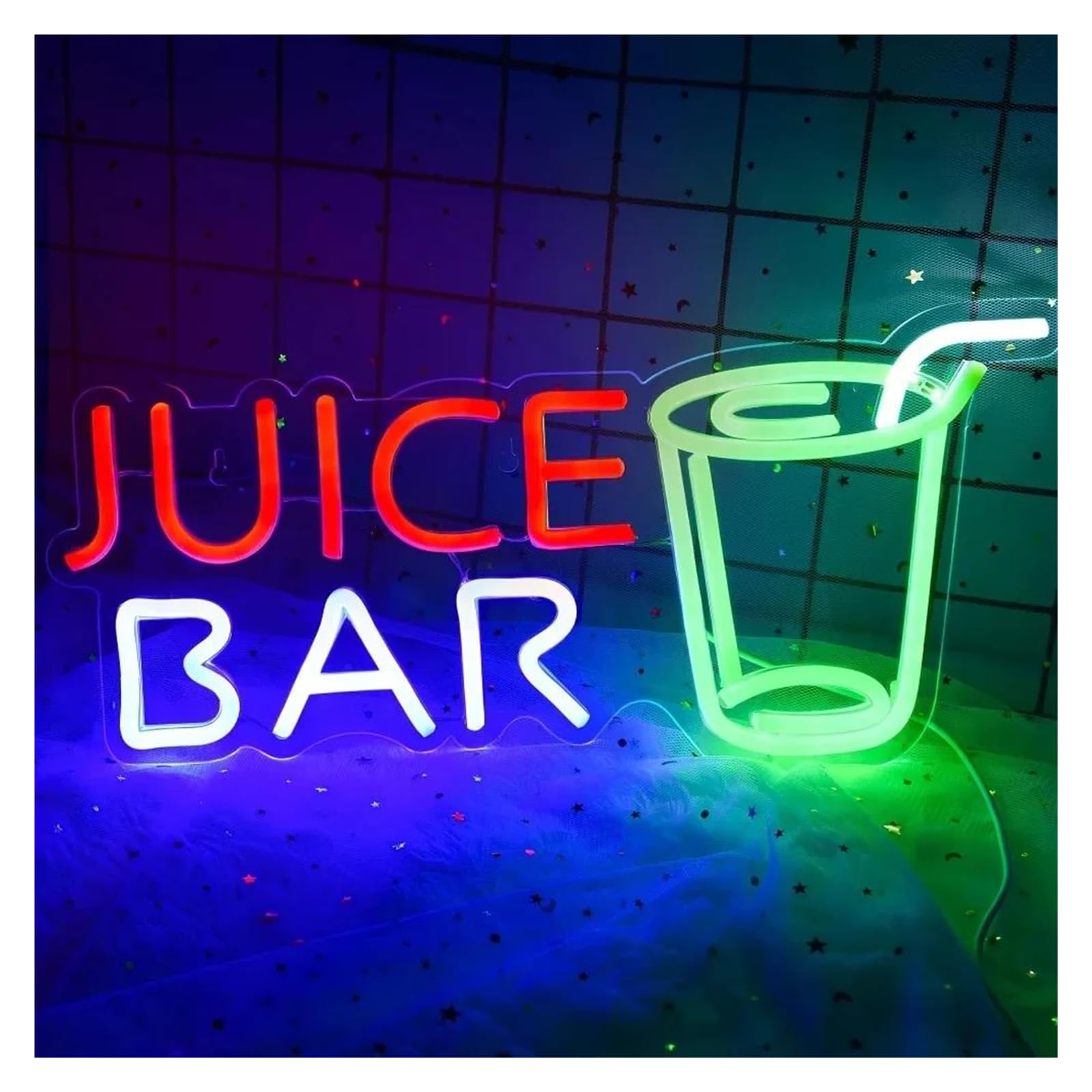 LEMST Signs Lamp Juice Bar Neon Sign Drinks Light Funny Bar Man Cave Dimmable Game Room Party Wall Decoration Lamp 41cmх18cm