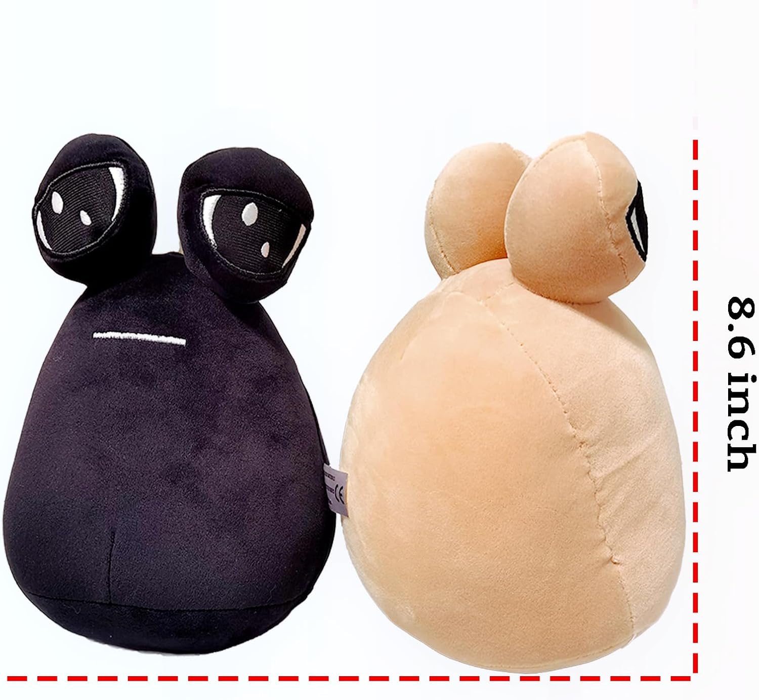 2 Pcs Alien Pou Plush Toy,Cute Pou Stuffed Animal,8.6 Inch Sad Pou Plushie,Children's Day Gift,Birthday Gifts, Khaki+black