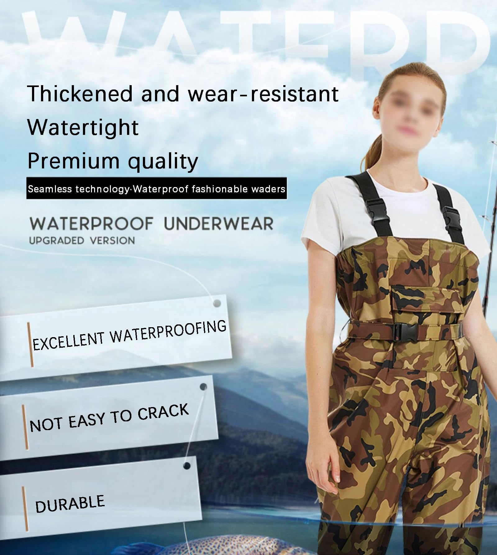 Waders Pesca Caccia Waders Petto in Nylon con Stivali Tracolla Regolabile per Uomini E Donne Trampolieri Impermeabili E Traspiranti con Cintura Leggero Pantaloni da Pesca