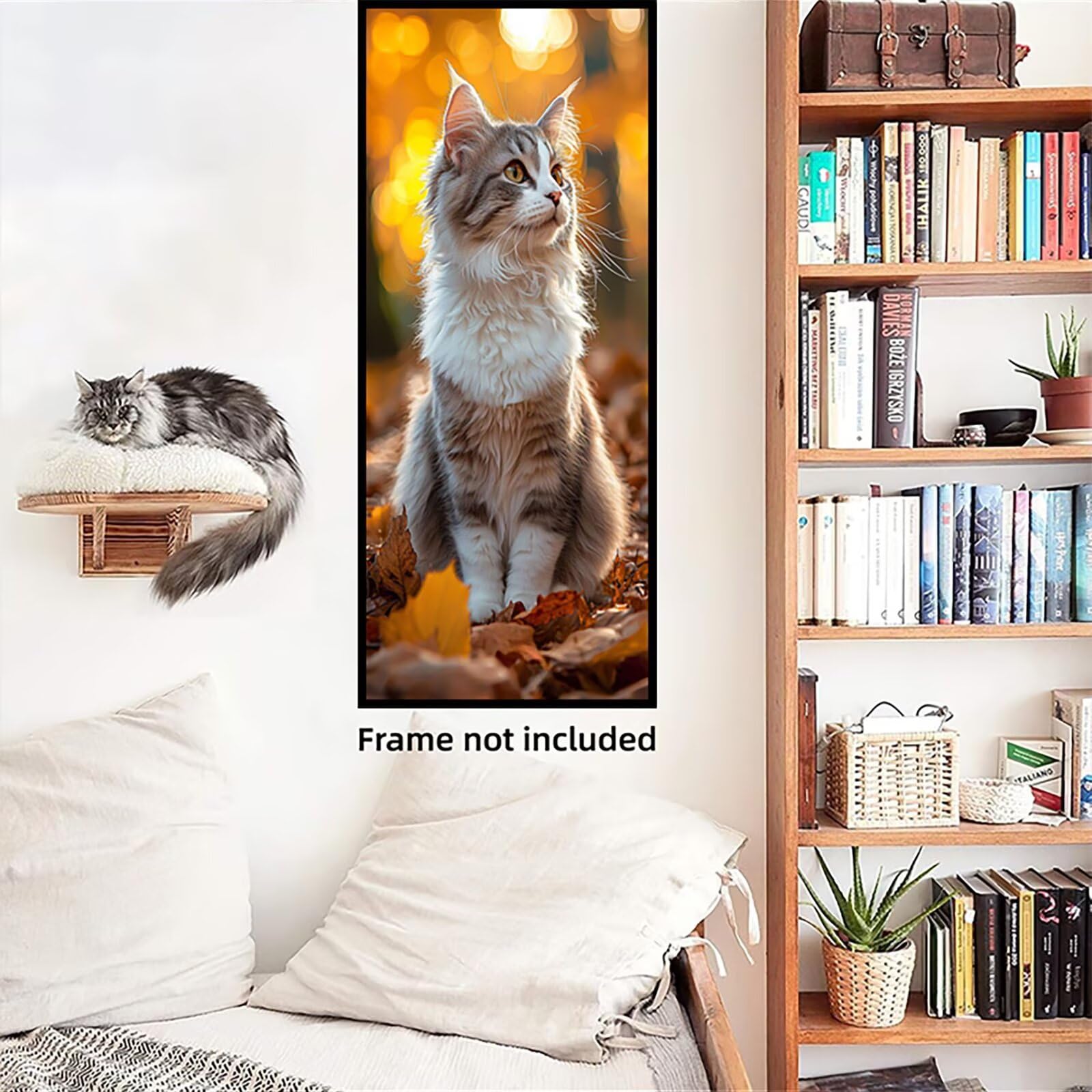 Malen Nach Zahlen 50x150cm Leinwand Herbst Malen Nach Zahlen Erwachsene mit Ohne Rahmen, DIY Kreativ Set für Erwachsene mit Pinseln und Acrylfarbe, Zimmer Deko Katze 1 Landschaft Geschenk, P0M-449