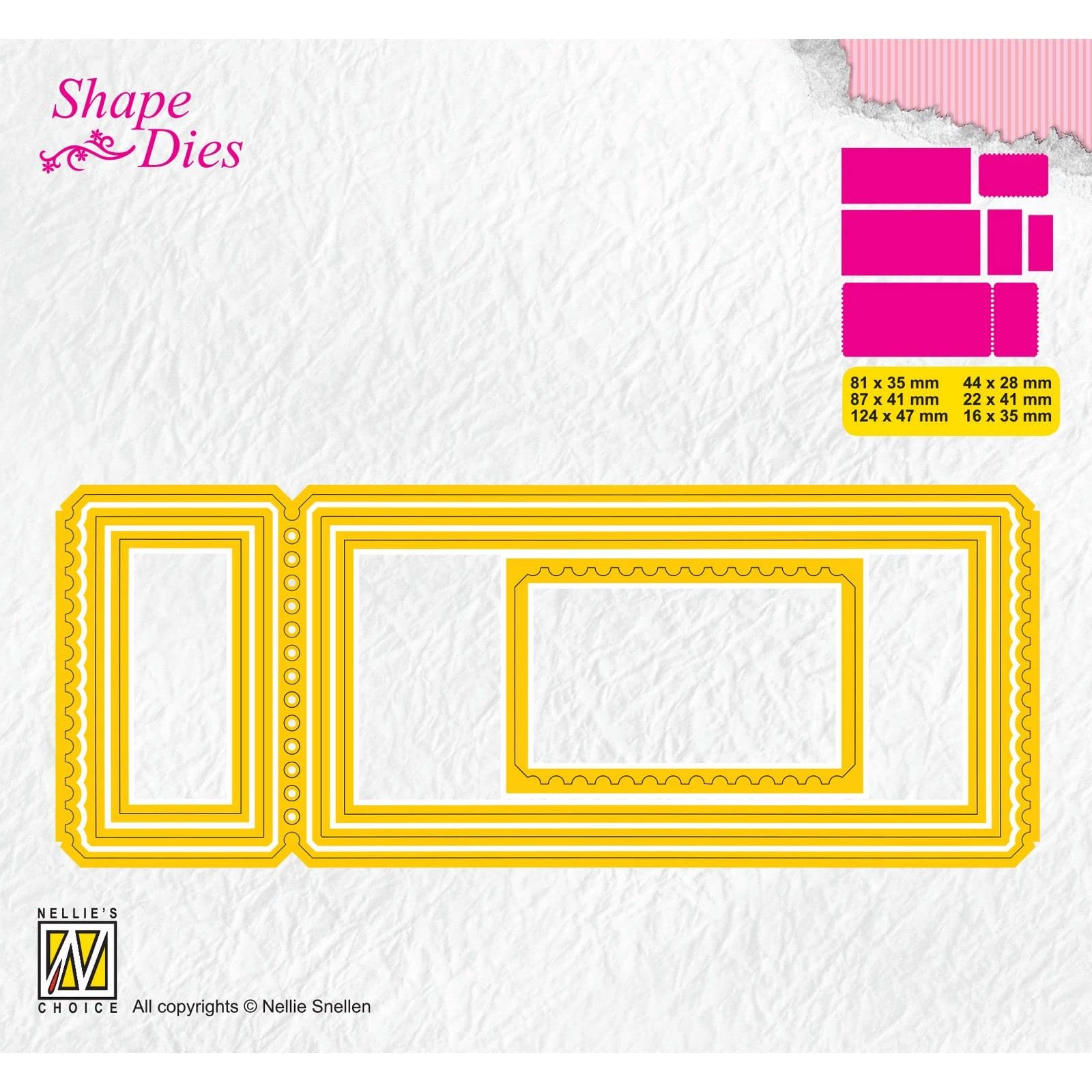 Nellie's Choice Cutting Die, Tickets, 6 Shape Dies, 1.6 x 3.5 cm to12.4 x 4.7 cm, Card Making Supplies, Metal Craft Dies for Scrapbooking, DIY and Paper Crafts