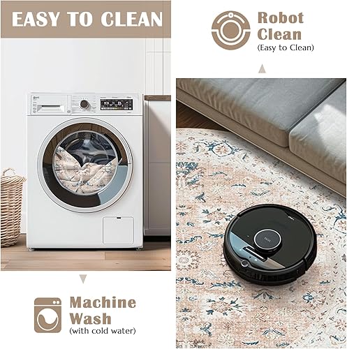 Miniatura 70 de jinchan Alfombra de área lavable de 2 x 3, alfombra vintage floral para puerta de interior, con antideslizante, alfombra pequeña de pelo bajo