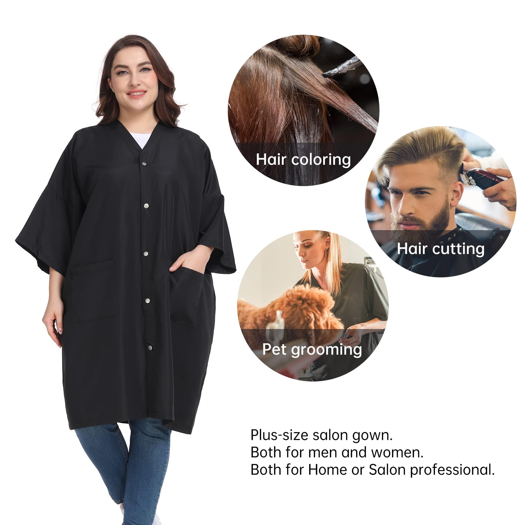 PERFEHAIR Plus Size Salon Client Gown Cape with Pockets
