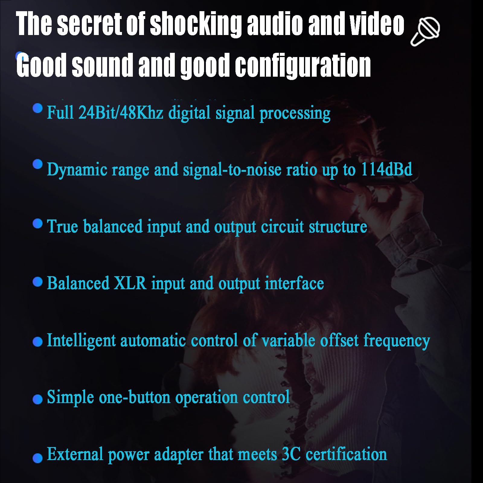 Intelligent Digital Audio Feedback Suppressor - Anti-Howling & Anti-Interference, 24Bit/48Khz DSP for KTV, Home Theater, & Events