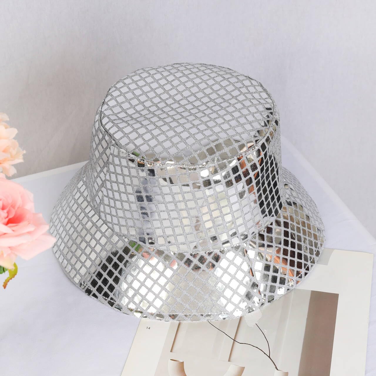 Unisex Metallic Bucket Hat Waterproof Holographic Bucket Hat Fishing Hat Trendy Hip Pop Sun Cap - Image 3