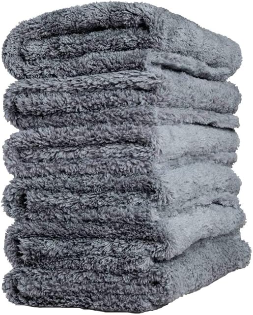 Kingsheep Edgeless Microfiber Towel Car Drying Wash Buffing 6 Pack 16"x16" Ultra Plush 450gsm Detailing Cloth Towel (Grey)