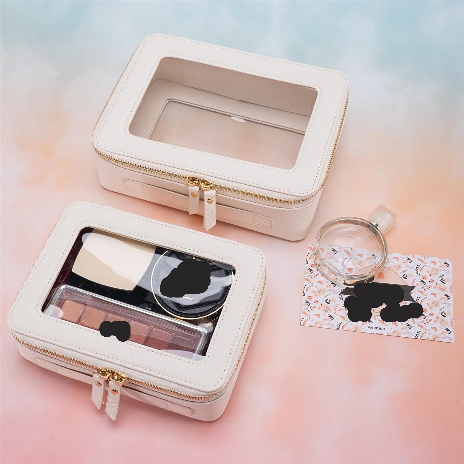 Kulturtasche Schminktasche Transparente Kosmetiktasche, Reise-Kosmetiktasche, Kulturbeutel, Damen, robuste Kosmetik-Aufbewahrungstasche Waschtasche Kosmetiktasche(White)