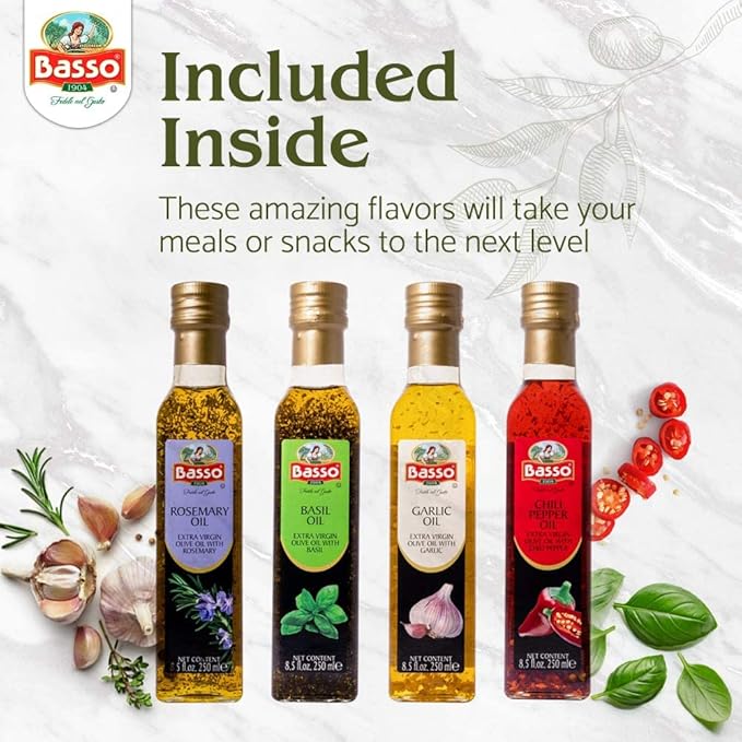 BASSO 1904 Aceite de Oliva Extra Virgen Kit de Regalo 4 Botellas x 250ml miniatura 8