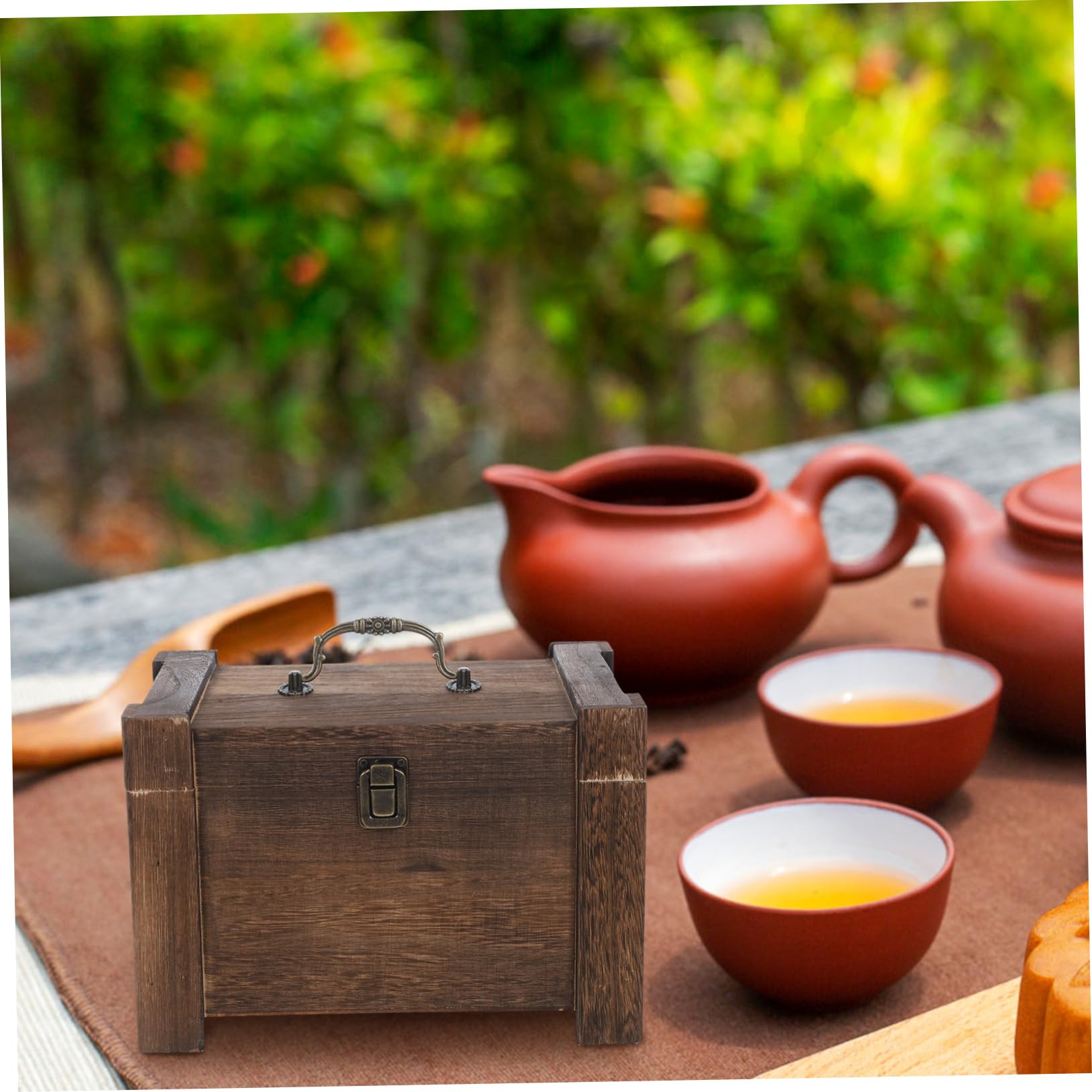 Gatuida Caja Organizadora de Té de Madera y Hierro 24, 5x16, 5 X 17
