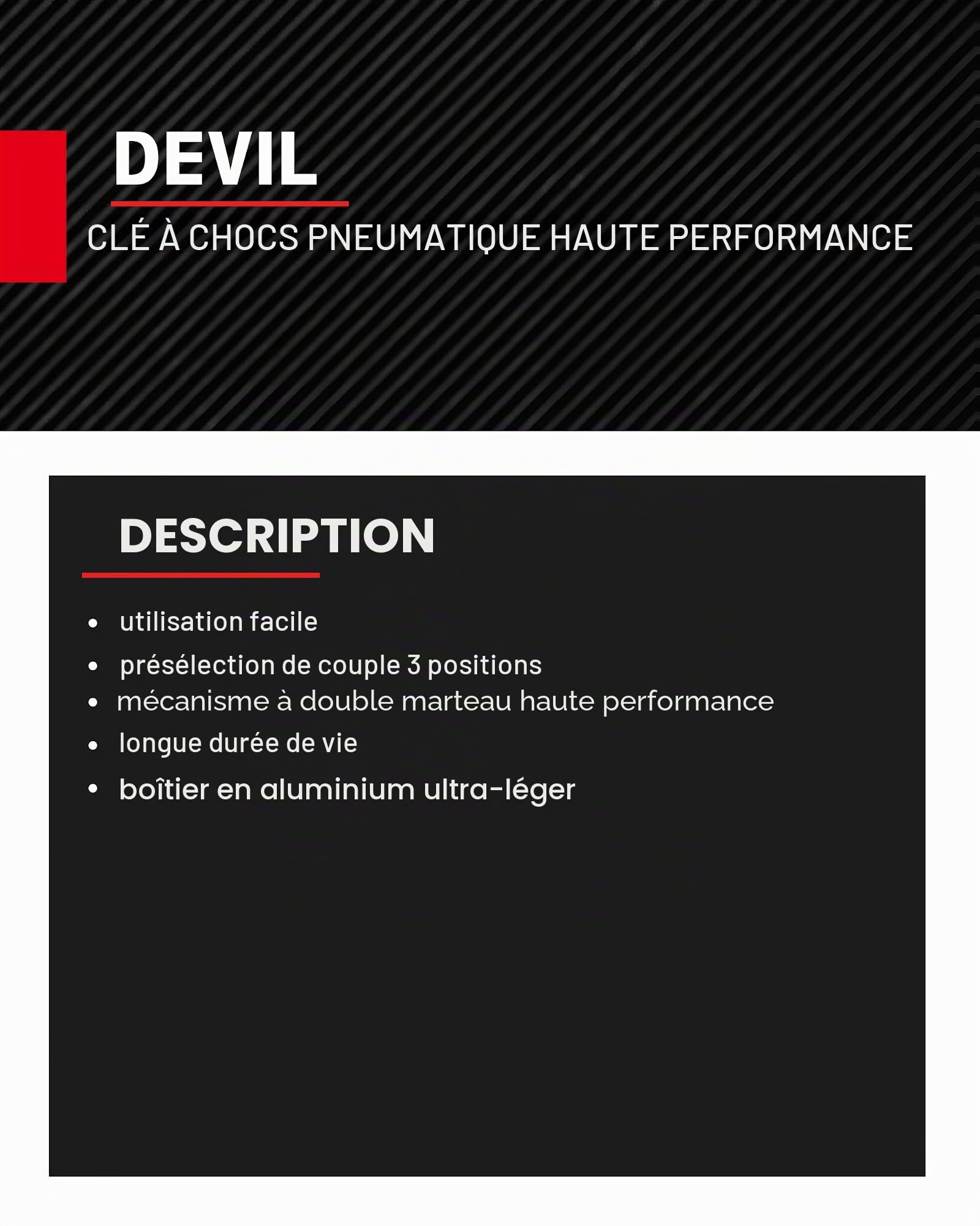 Atornillador de impacto neumático de alta potencia de 3/4" THE DEVIL, 2000 Nm