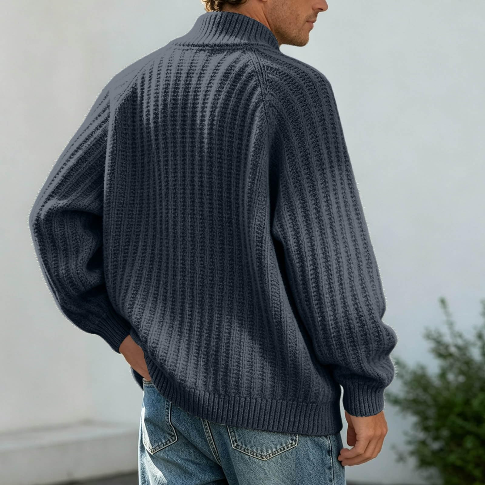 Abrigo de Punto Grueso y versátil para Hombre con Media Cremallera, Ideal p