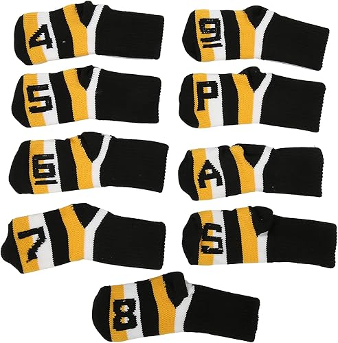 Miniatura 6 de Fundas de hierro de punto, fundas protectoras para golfs, juego con números para madera, ajuste conductores, calles, híbridos (negro) ocio y deportes