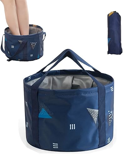 Bolsa de baño plegable de 14 L con asas para niños, pies de pedicura portátil, bañera de hidromasaje para viajes y campamento