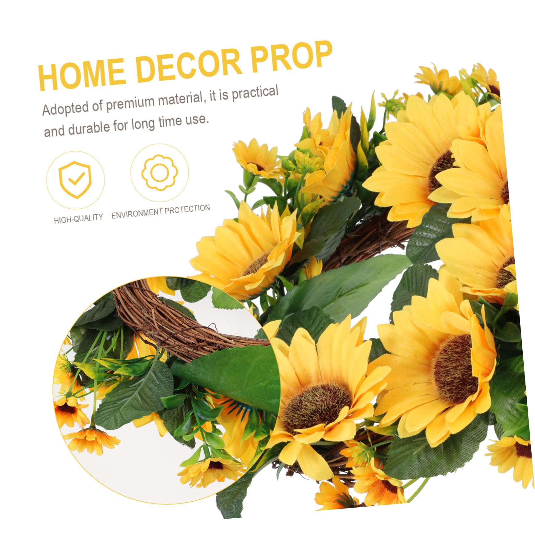 STOBAZA 3stücke Künstlicher Sonnenblumenkranz Mit Grünem Dekorative Wreath Für Tür Oder Tisch Für Hochzeiten Und Feste Kunstpflanzen Deko Für Innen Und Außen