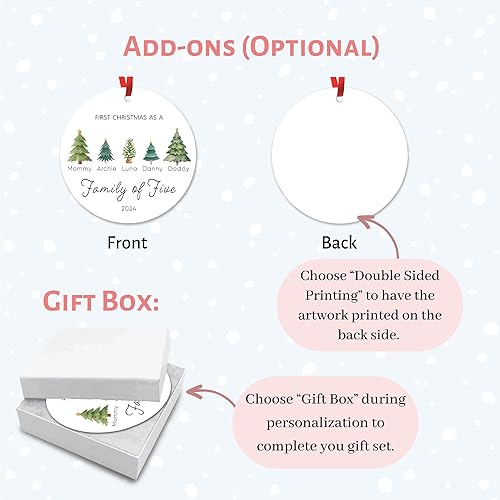 Miniatura 11 de Adorno de Navidad de familia de 3 2024, adorno personalizado para la primera Navidad del bebé, recuerdo de adorno familiar con tema de oso, 3.5