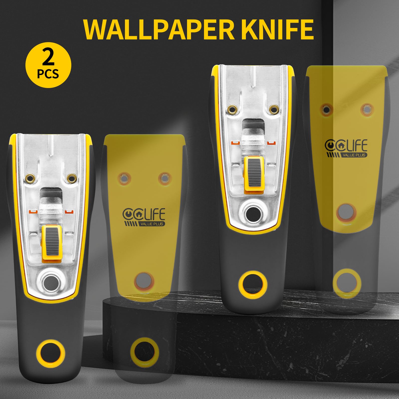 CCLIFE 2 pezzi Raschietto Vetroceramica Professionale con 20 Lame di Ricambio, Raschietto Piano Induzione per Rimuovere Etichette, Decalcomanie, Pulire Vetri, Fornelli e Adesivi