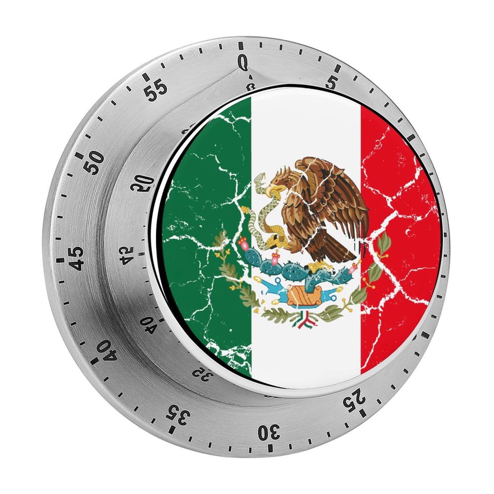 Mexico Flag Crack Circular Rotating Timer, Suitable for Kitchen and Bedroom