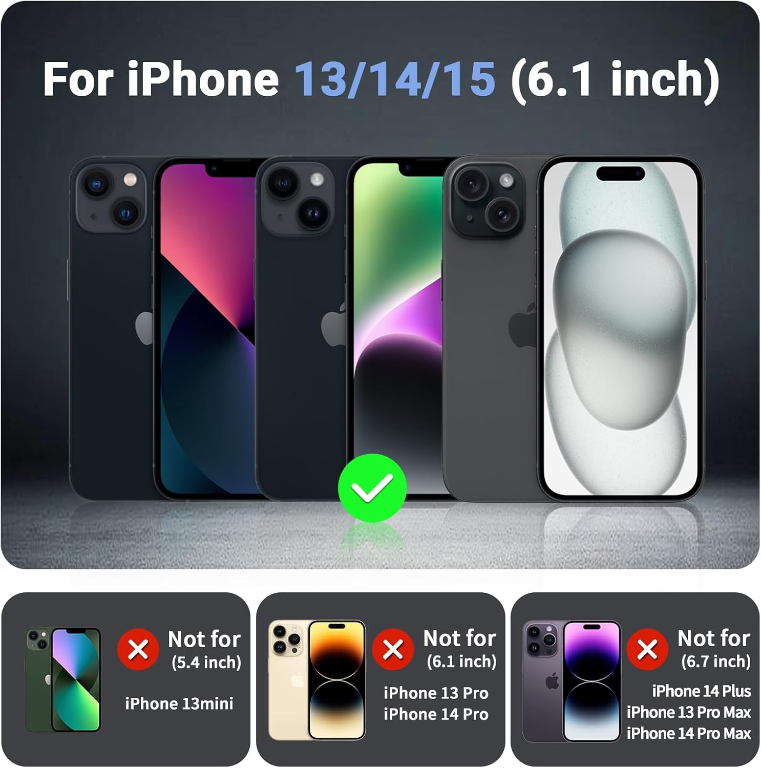 Magnetic for iPhone 13/14/15 Case with Screen Protector, [Compatible with MagSafe][Military Grade Drop Protection][Heavy Duty Protection][Shockproof] 2-Layer Durable Bumper Phone Case 6.1''-Black - Image 9